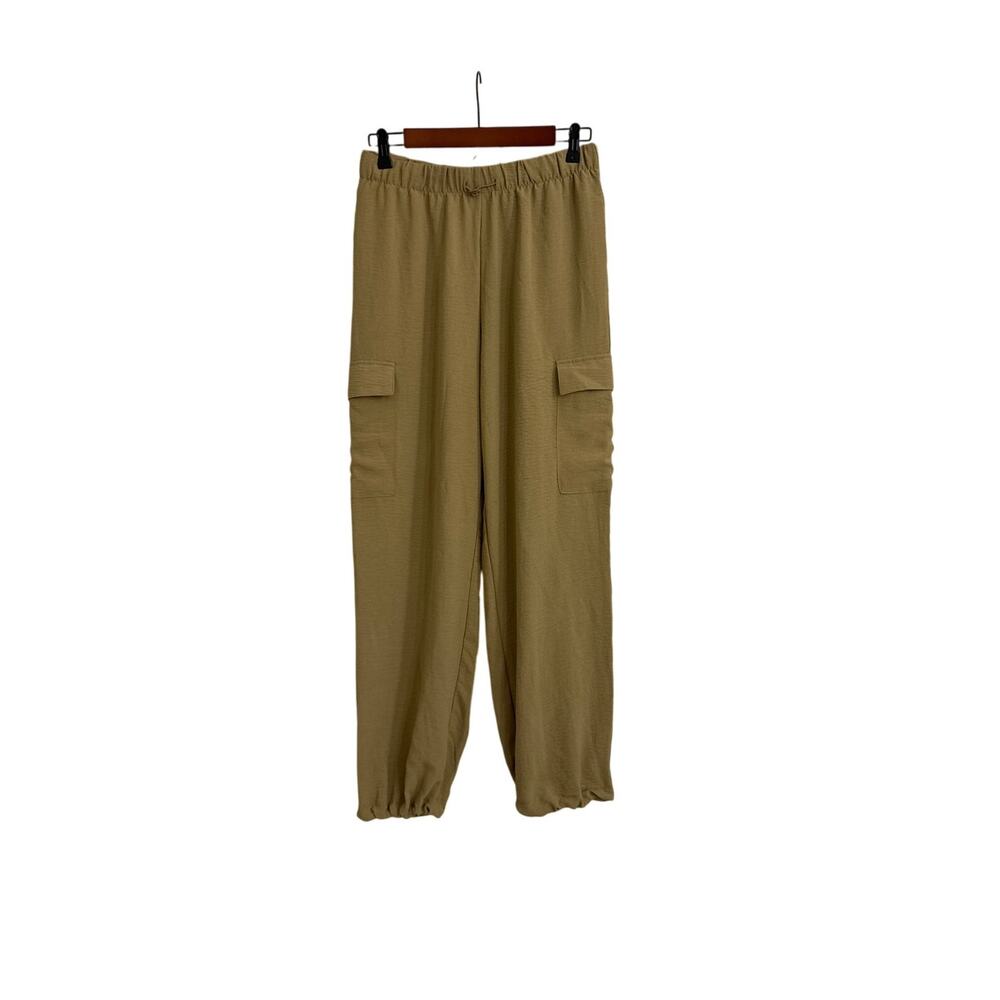NWT Rachel Zoe Brown Tan Mid Rise Cargo Parachute Baggy Loose Pants Small